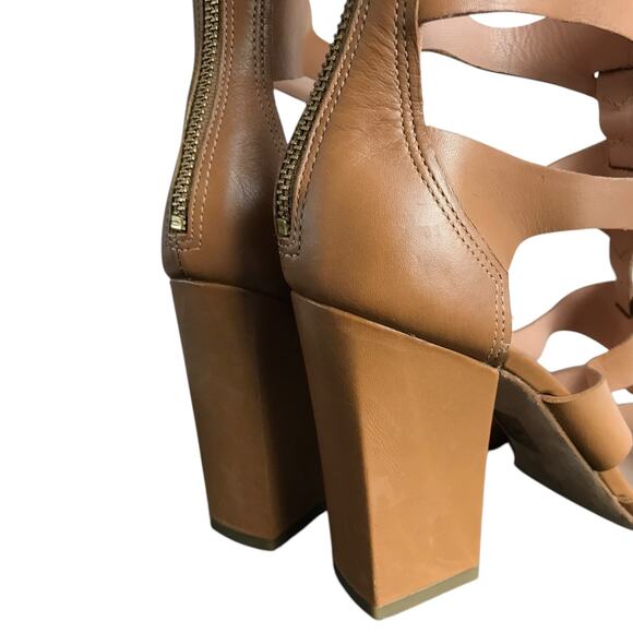 Sigerson Morrison Vachel Gladiator‎ Sandals Womens 6.5 Brown 4" Block Heel - Picture 8 of 9